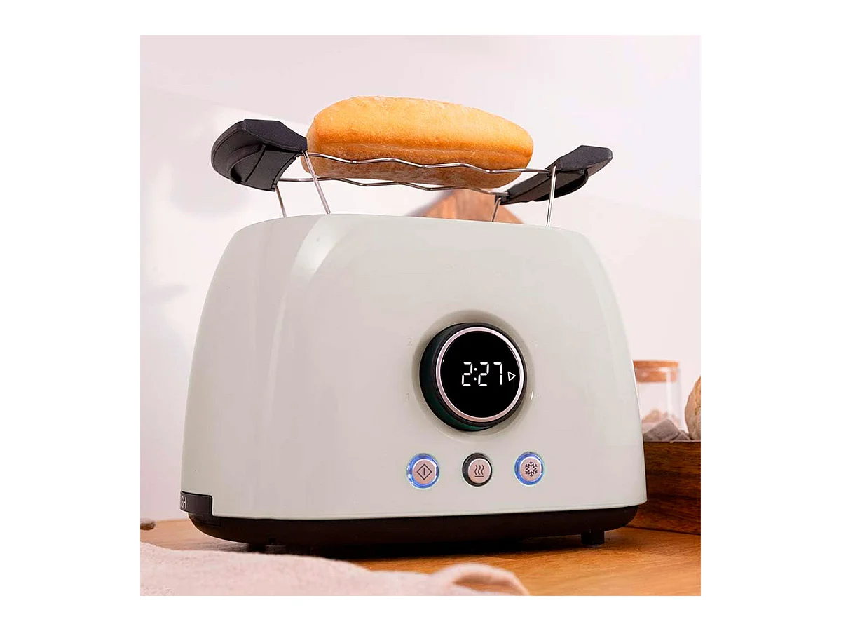 Tostador Cecotec ClassicToast 8000 Double 800W 2 ranuras pantalla digital beige