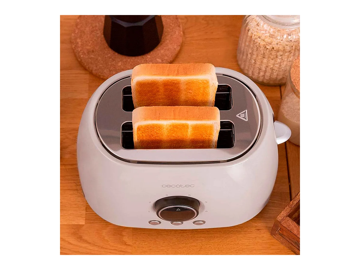 Tostador Cecotec ClassicToast 8000 Double 800W 2 ranuras pantalla digital beige