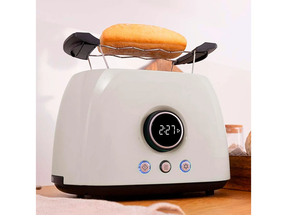 Tostador Cecotec ClassicToast 8000 Double 800W 2 ranuras pantalla digital beige