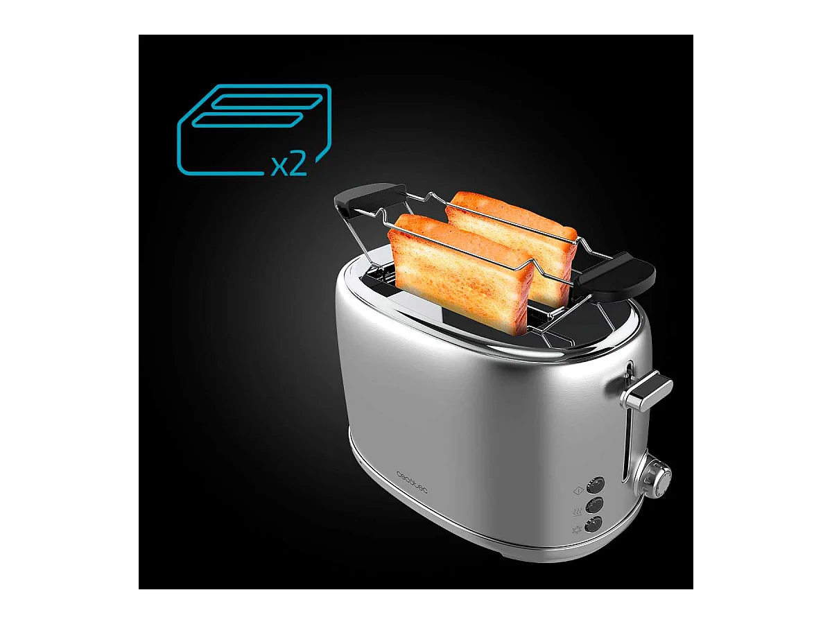 Tostador Cecotec Toast&Taste 1000 Retro Double 980W diseño retro inox