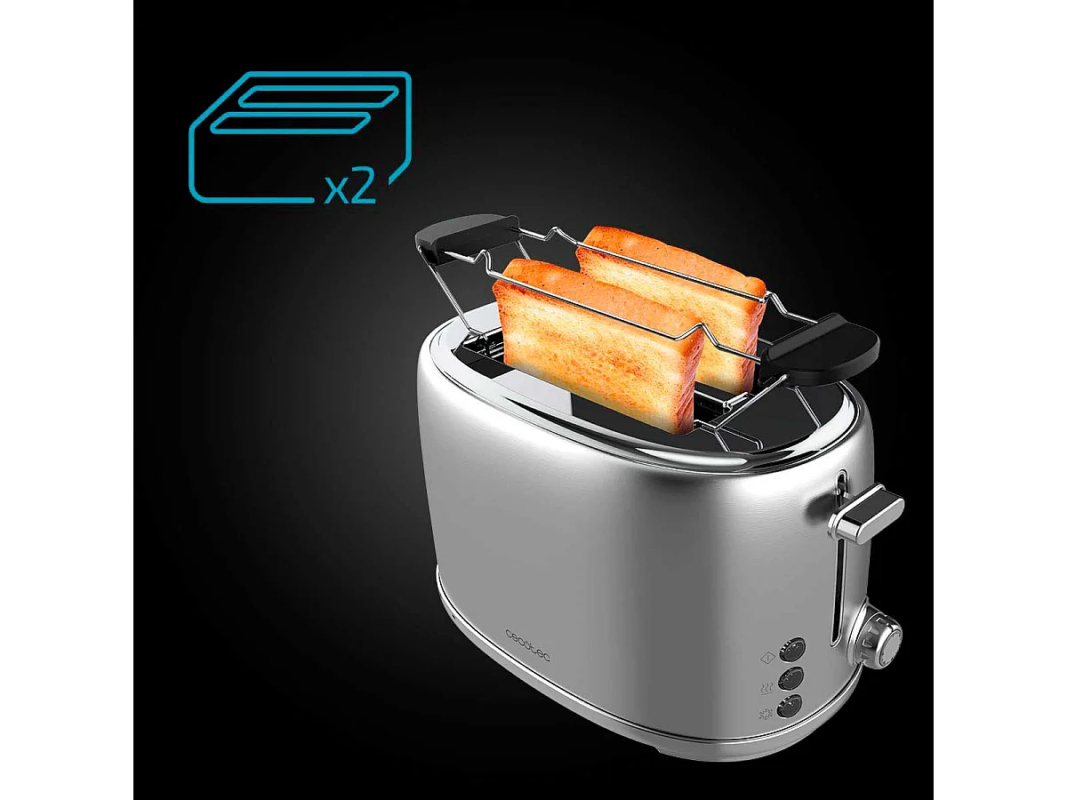 Tostador Cecotec Toast&Taste 1000 Retro Double 980W diseño retro inox