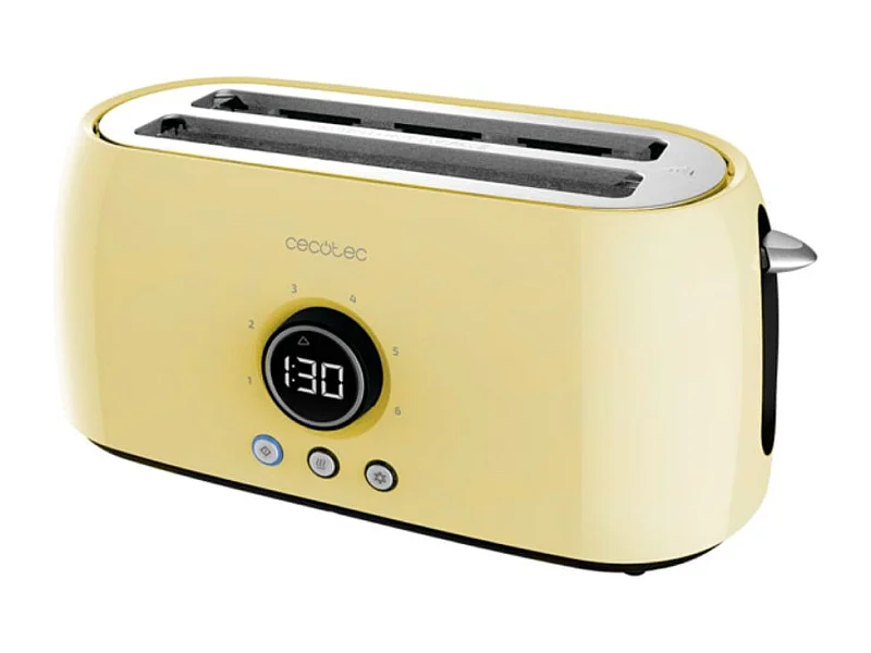 Tostador Cecotec ClassicToast 15000 Extra Double 1500W 4 rebanadas pantalla digital amarillo