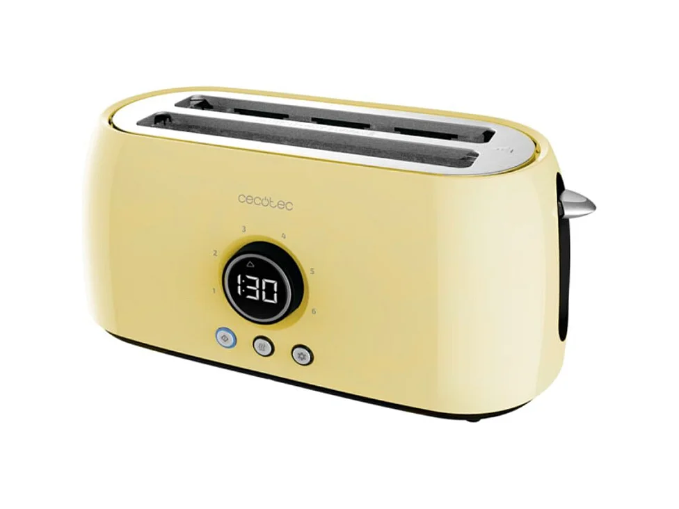 Tostador Cecotec ClassicToast 15000 Extra Double 1500W 4 rebanadas pantalla digital amarillo