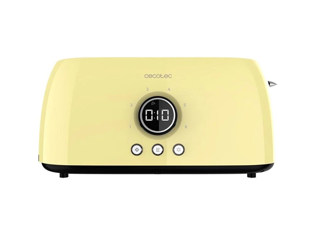 Tostador Cecotec ClassicToast 15000 Extra Double 1500W 4 rebanadas pantalla digital amarillo