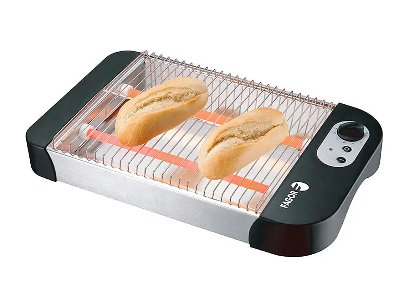 Tostador plano Fagor Quicktoast FGE108T 600W 6 niveles negro/inox
