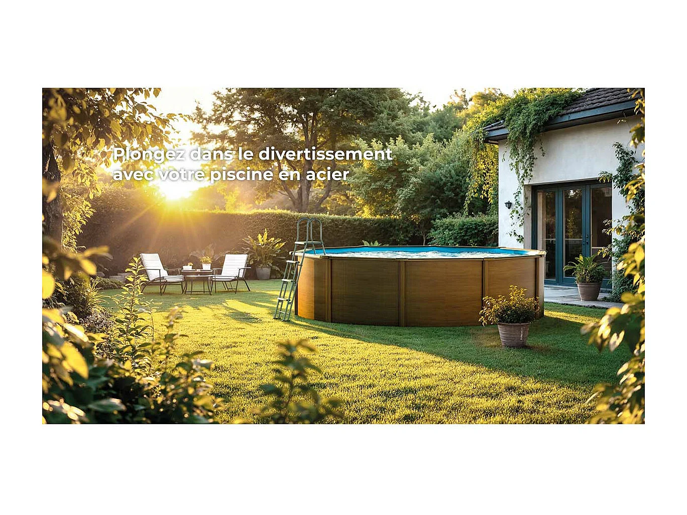 Piscine acier aspect bois Mauritius ronde 4,80 x 1,32 m - Gré