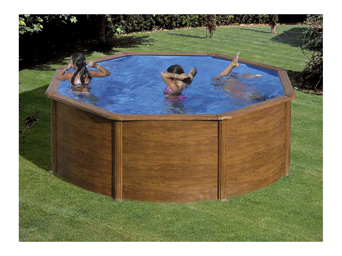 Piscine acier aspect bois Gré Pacific ronde 3,70 x 1,22 m - Gré