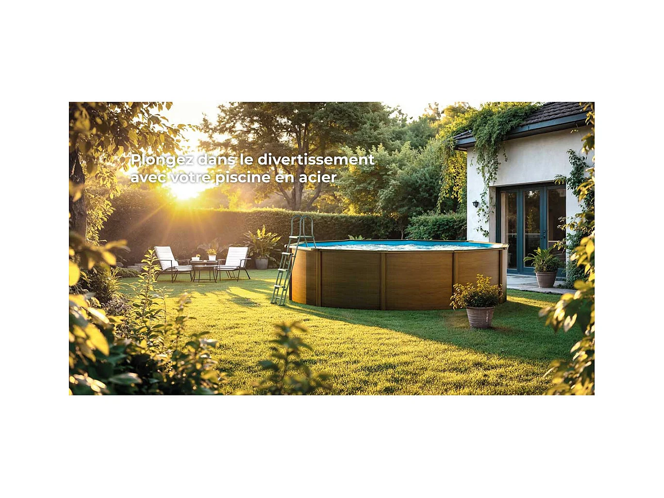 Piscine acier aspect bois Gré Pacific ronde 3,70 x 1,22 m - Gré