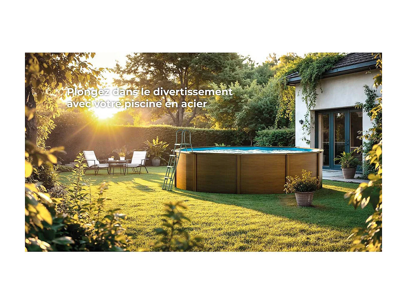 Piscine acier aspect bois Gré Pacific ronde 3,70 x 1,22 m - Gré