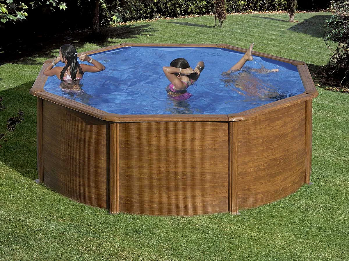 Piscina Pacific Gre redonda pared acero marrón Ø350x120 cm