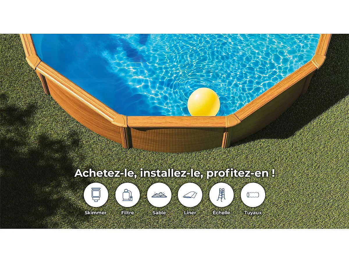 Piscina Pacific Gre redonda pared acero marrón Ø350x120 cm