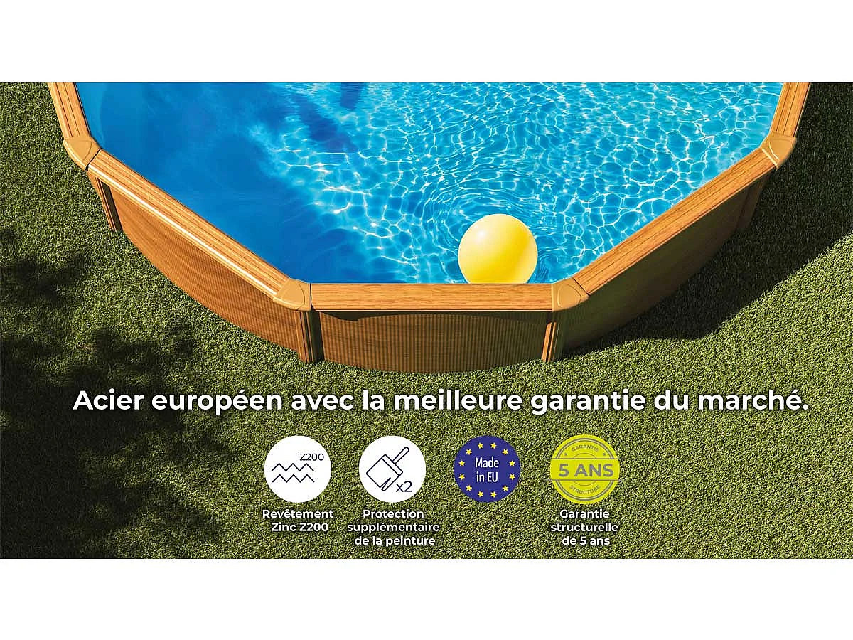 Piscina Pacific Gre redonda pared acero marrón Ø350x120 cm
