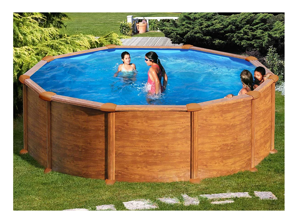 Piscine acier aspect bois Mauritius ronde 3,70 x 1,32 m - Gré