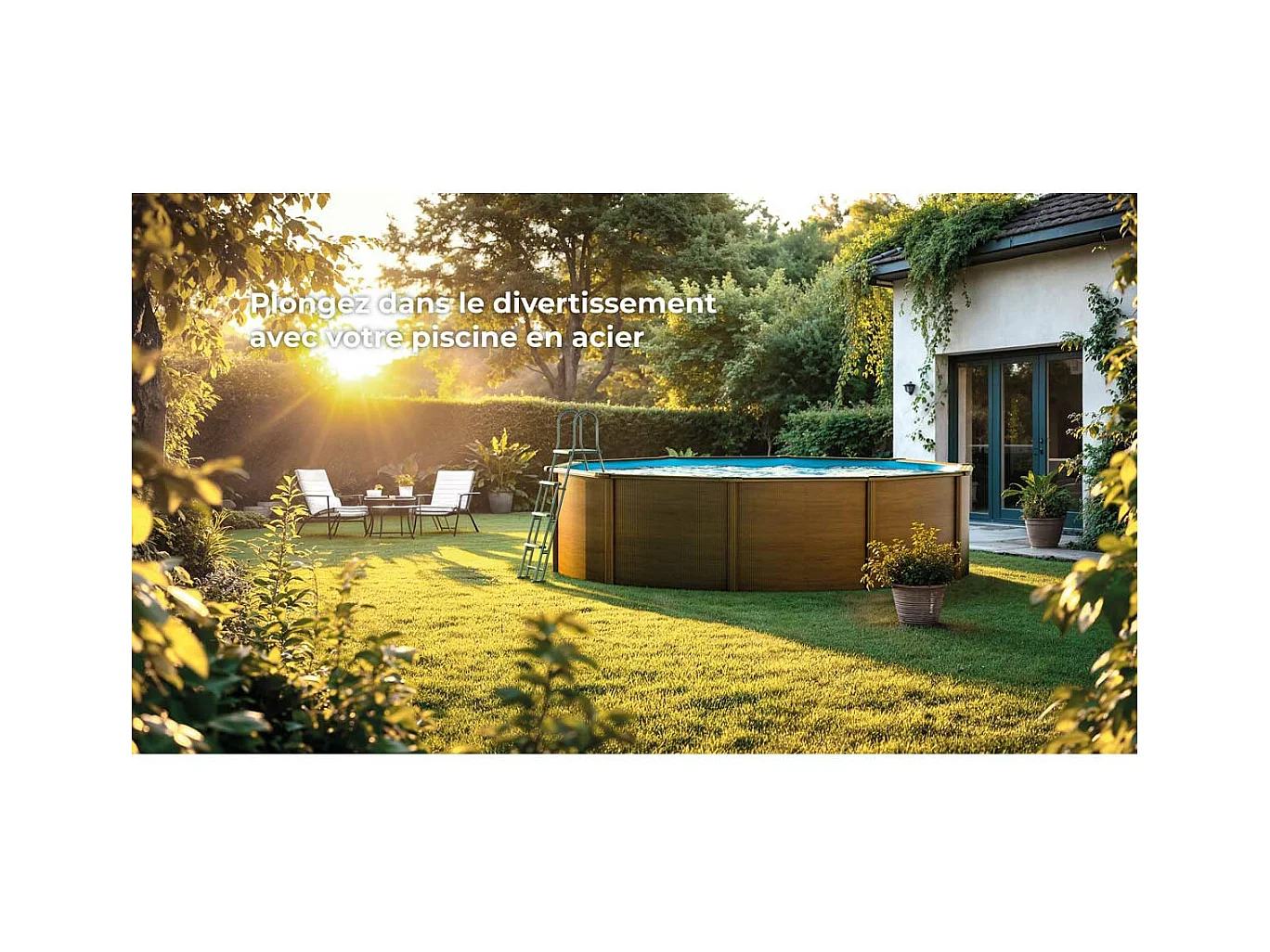 Piscine acier aspect bois Mauritius ronde 3,70 x 1,32 m - Gré