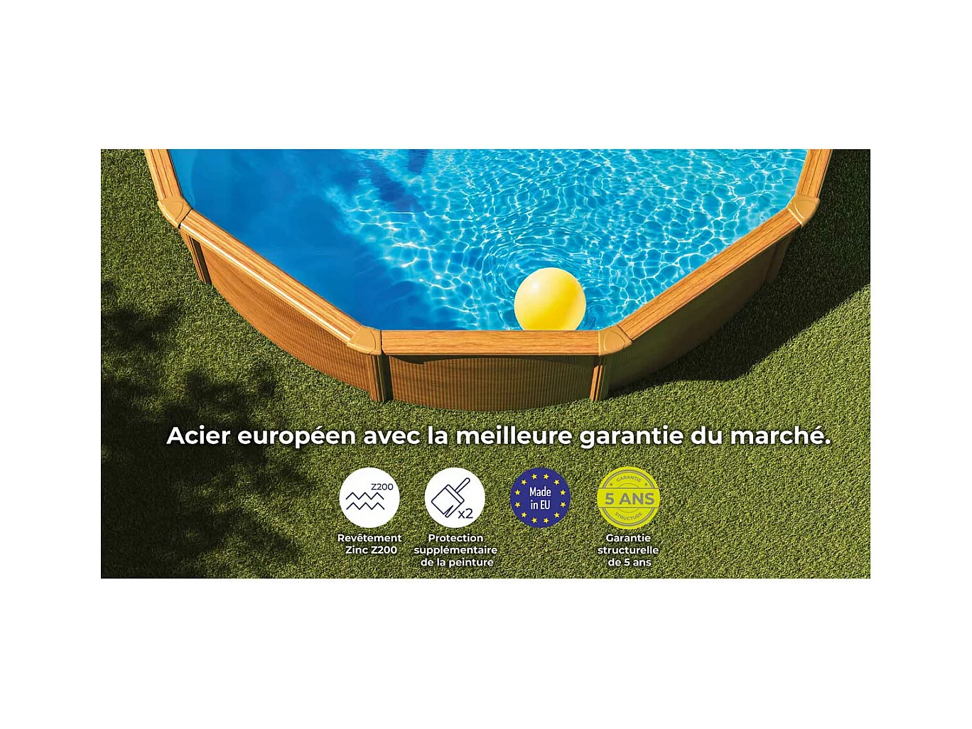 Piscine acier aspect bois Mauritius ronde 3,70 x 1,32 m - Gré