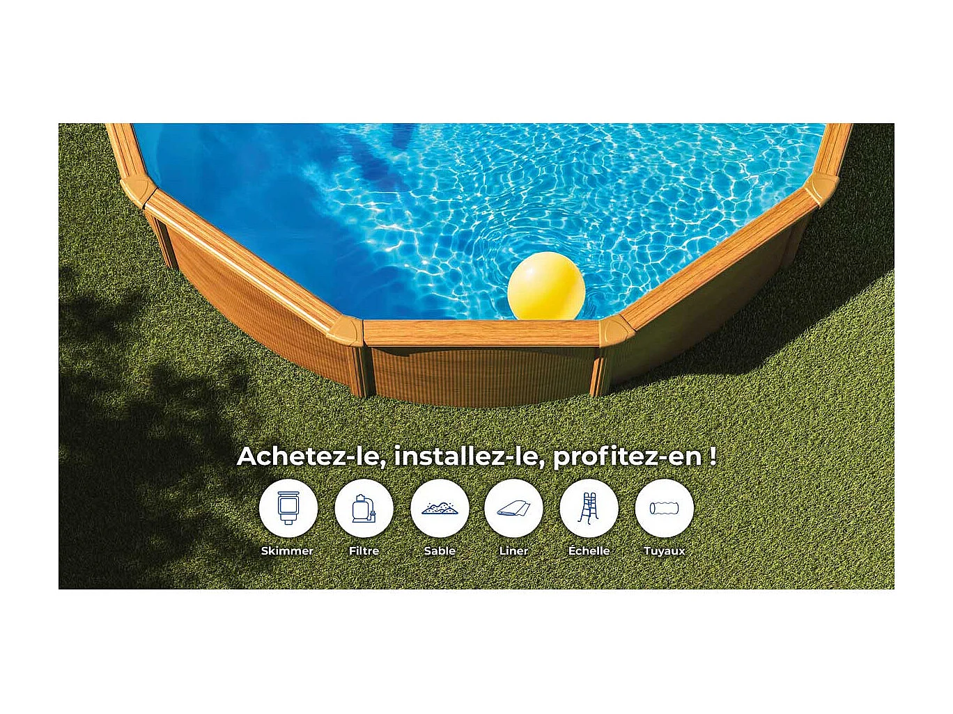 Piscine acier aspect bois Mauritius ronde 3,70 x 1,32 m - Gré