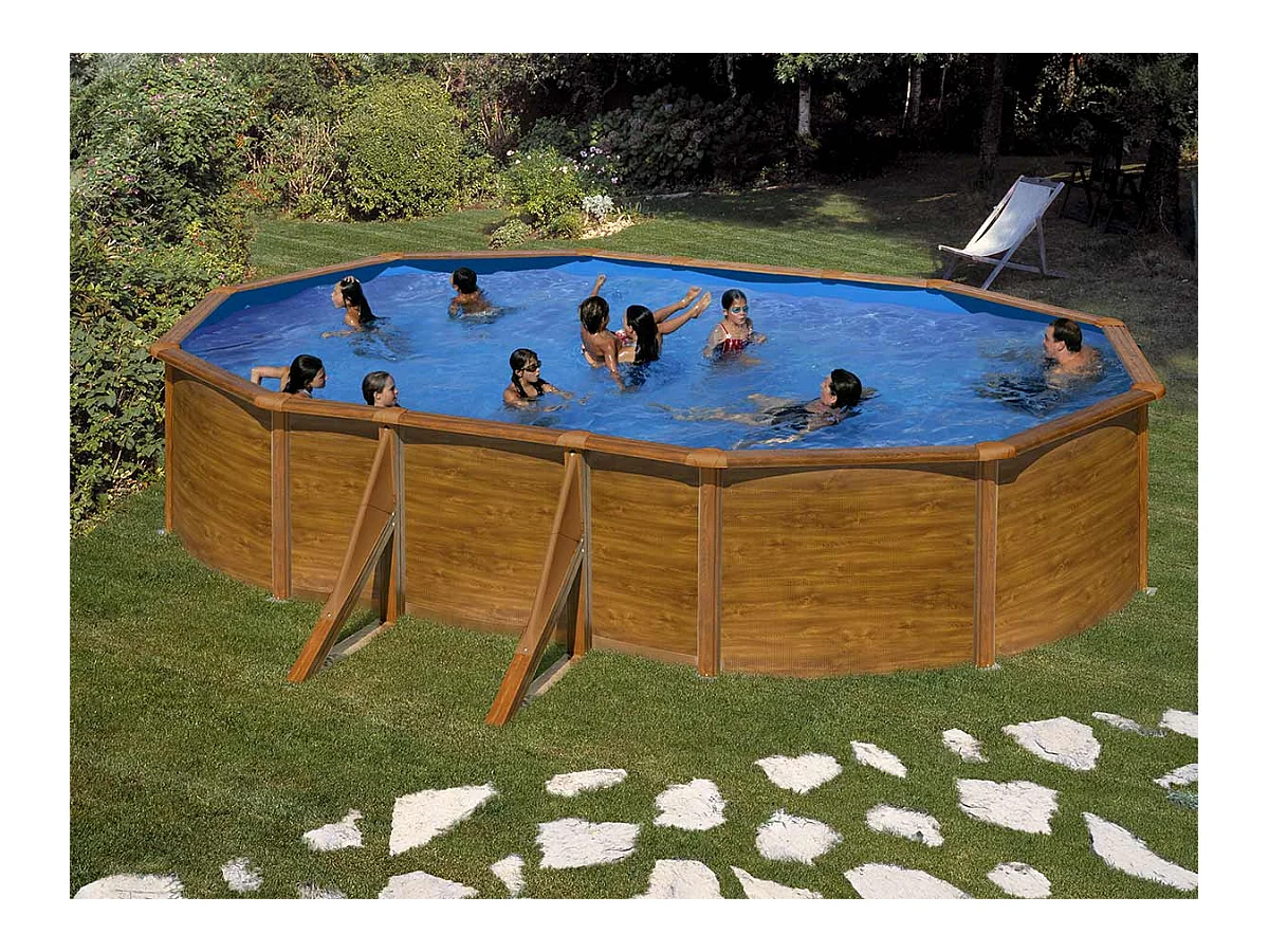 Piscine acier aspect bois Gré Pacific ovale 5,27 x 3,27 x 1,22 m - Gré