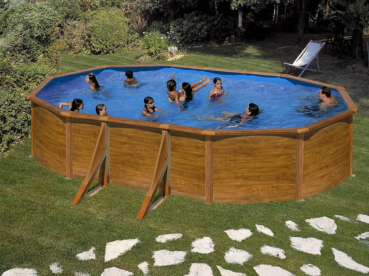 Piscine acier aspect bois Gré Pacific ovale 5,27 x 3,27 x 1,22 m - Gré