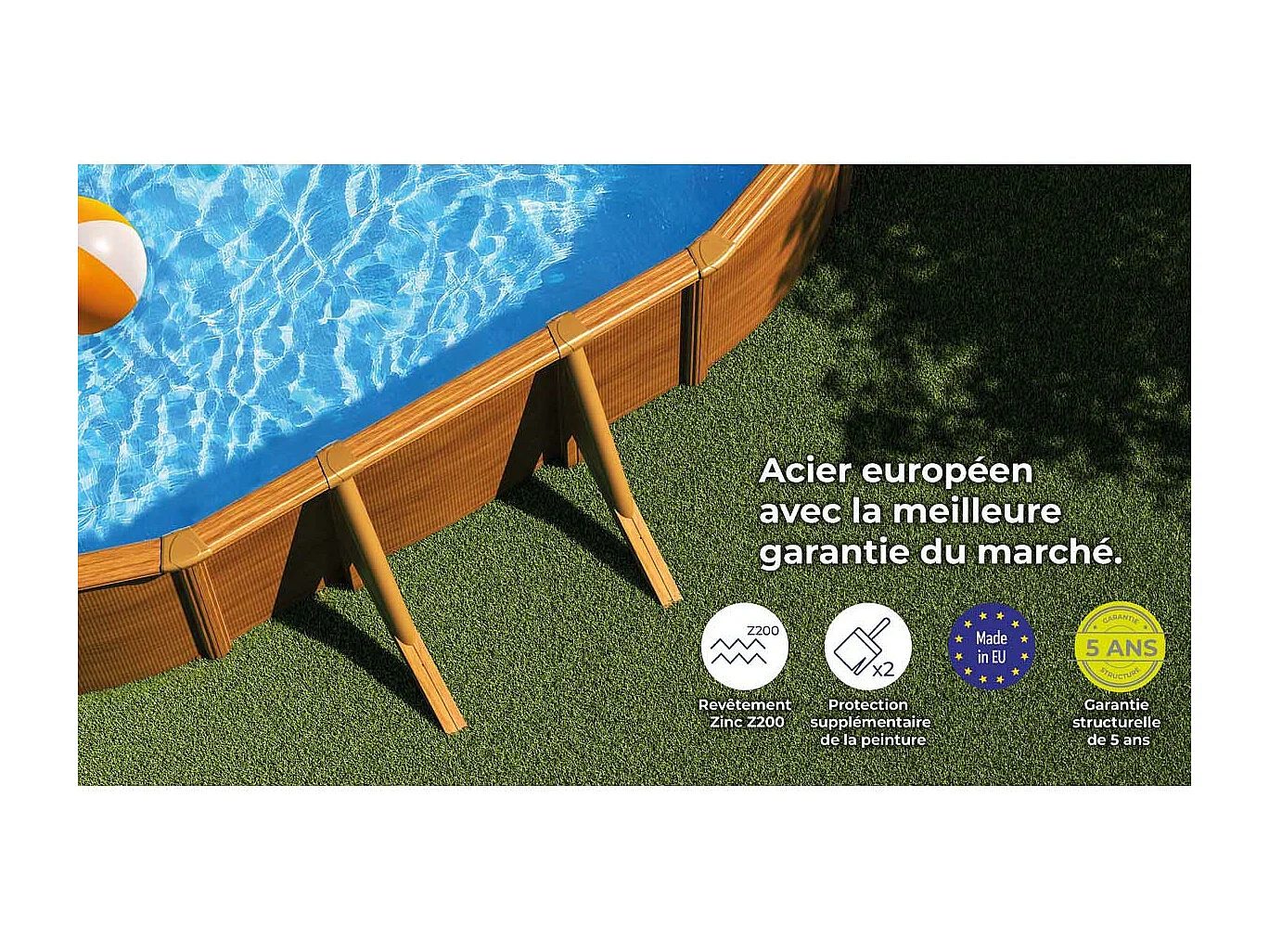 Piscine acier aspect bois Gré Pacific ovale 5,27 x 3,27 x 1,22 m - Gré