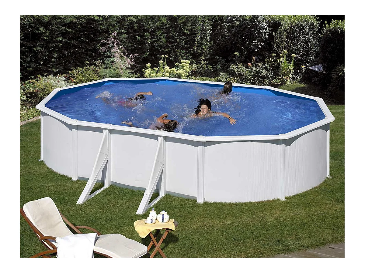 Piscine acier blanc Fidji ovale 5,27 x 3,27 x 1,22 m - Gré