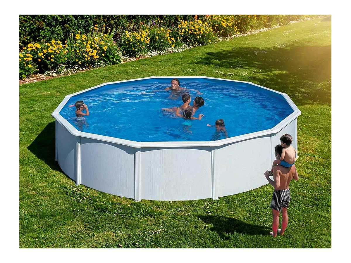 Piscine acier blanc Fidji ronde 5,70 x 1,22 m - Gré