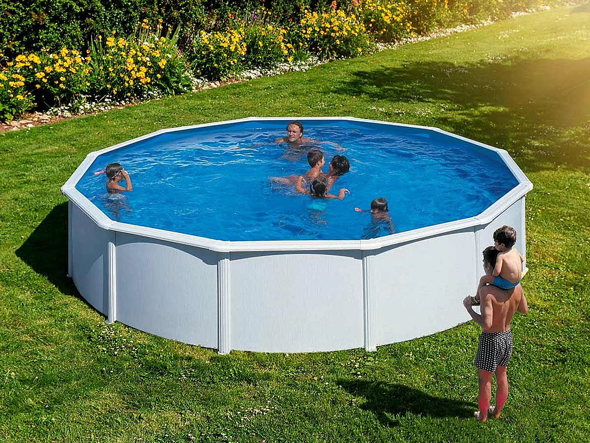 Piscine acier blanc Fidji ronde 5,70 x 1,22 m - Gré