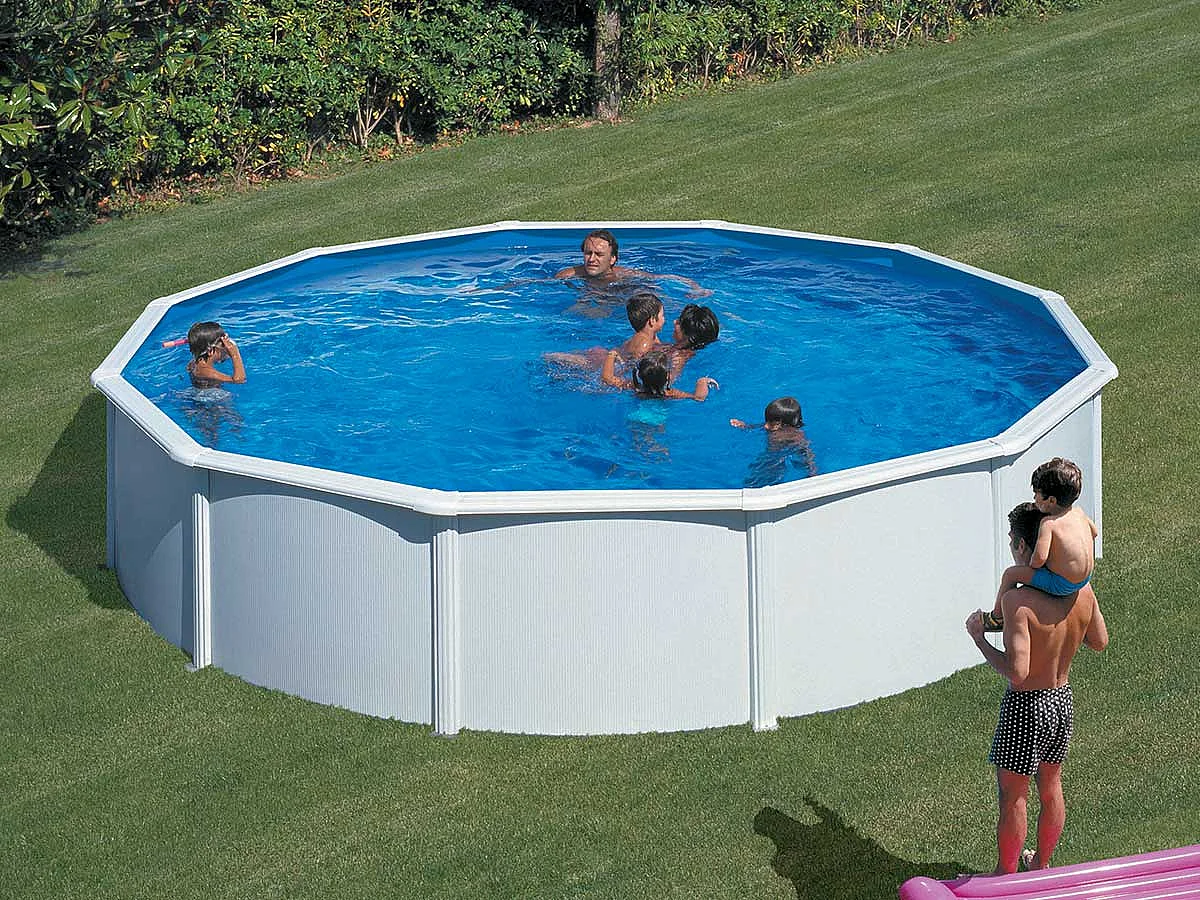 Piscine acier blanc Fidji ronde 5,70 x 1,22 m - Gré
