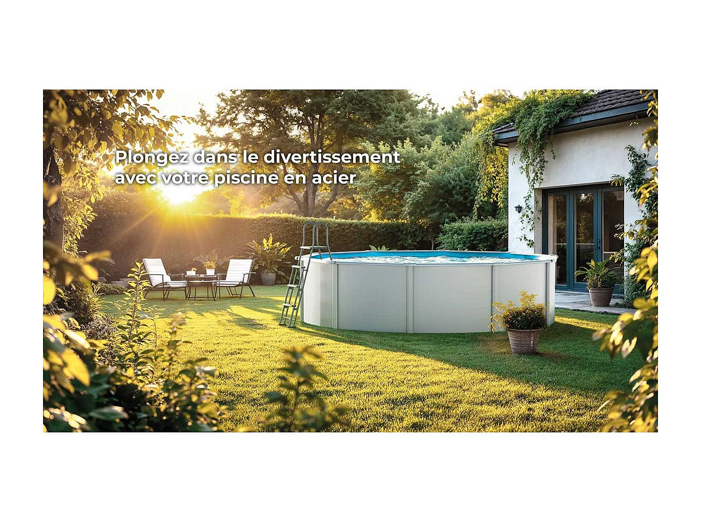 Piscine acier blanc Fidji ronde 5,70 x 1,22 m - Gré