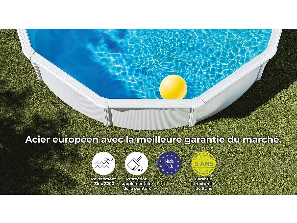 Piscine acier blanc Fidji ronde 5,70 x 1,22 m - Gré