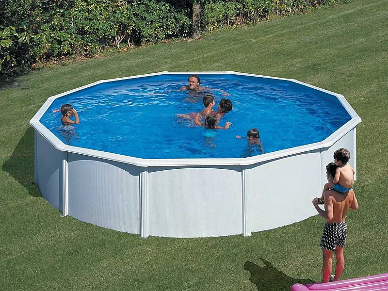 Piscine acier blanc Fidji ronde 5,70 x 1,22 m - Gré