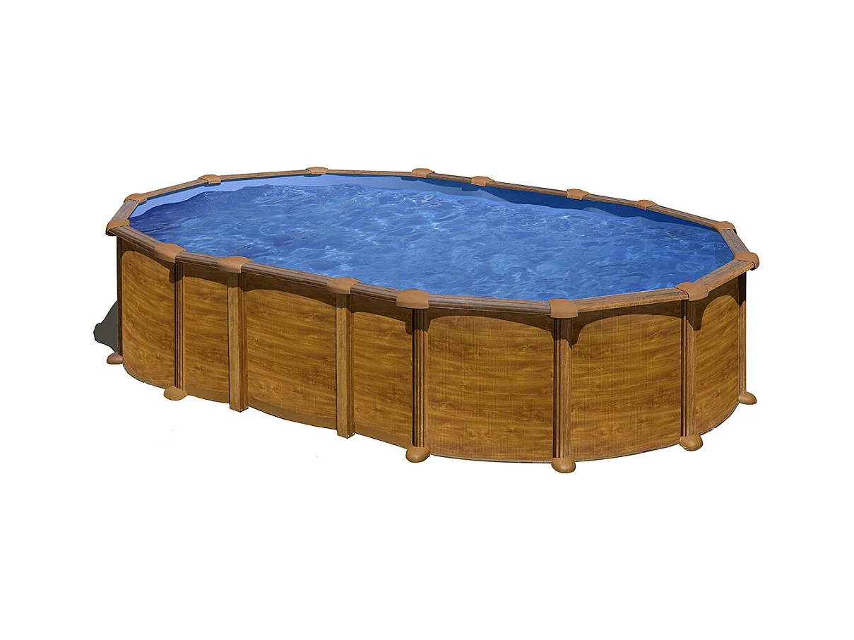 Piscine acier aspect bois Amazonia ovale 6,34 x 3,99 x 1,32 m - Gré