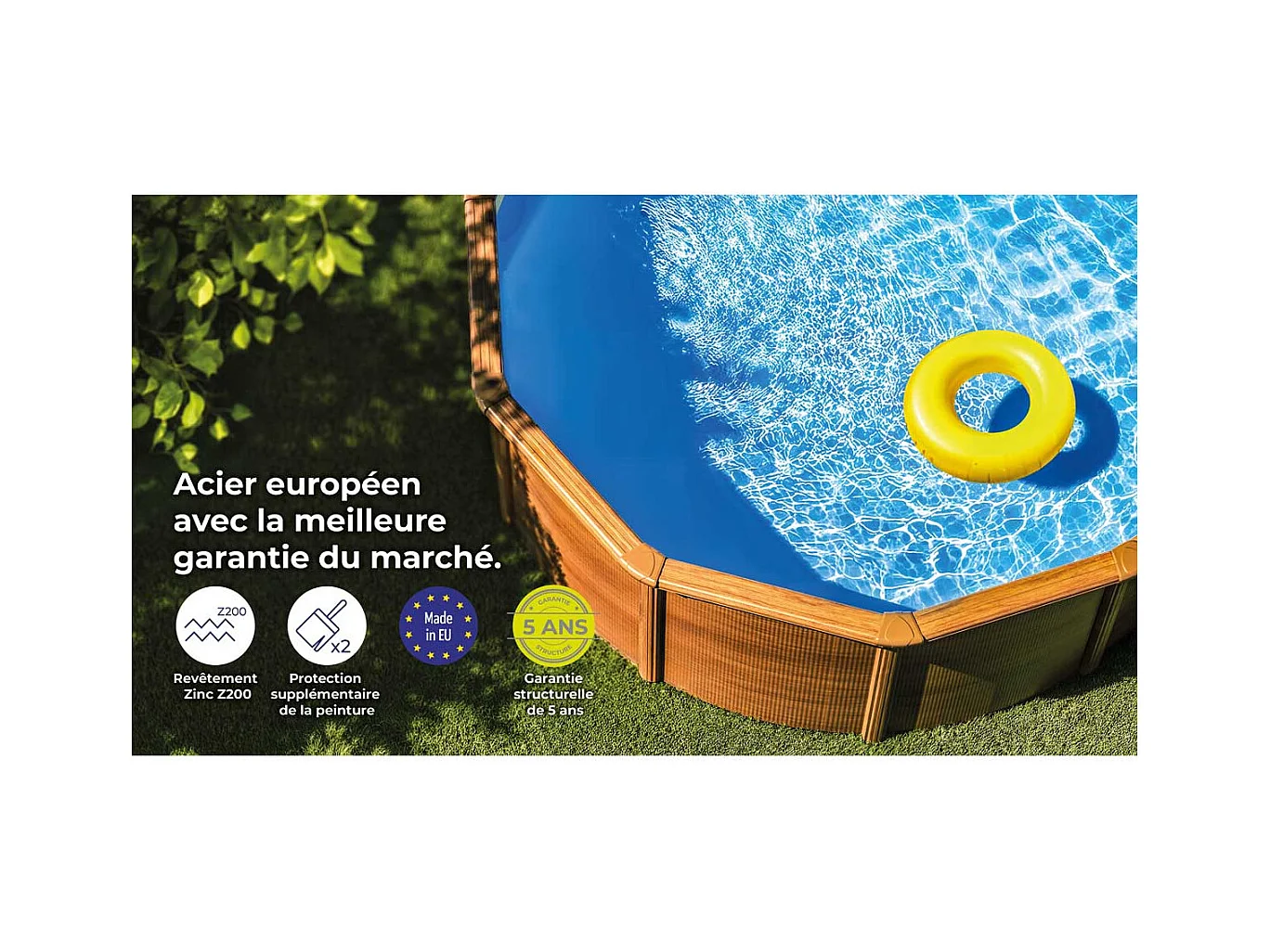 Piscine acier aspect bois Amazonia ovale 6,34 x 3,99 x 1,32 m - Gré