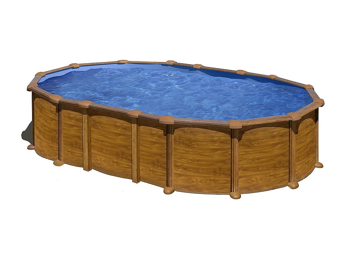 Piscine acier aspect bois Amazonia ovale 6,34 x 3,99 x 1,32 m - Gré