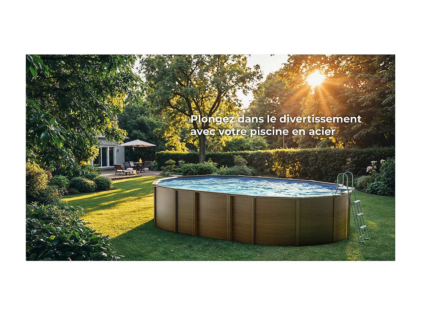 Piscine acier aspect bois Amazonia ovale 6,34 x 3,99 x 1,32 m - Gré