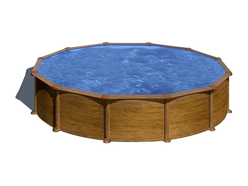 Piscine acier aspect bois Mauritius ronde 5,70 x 1,32 m - Gré