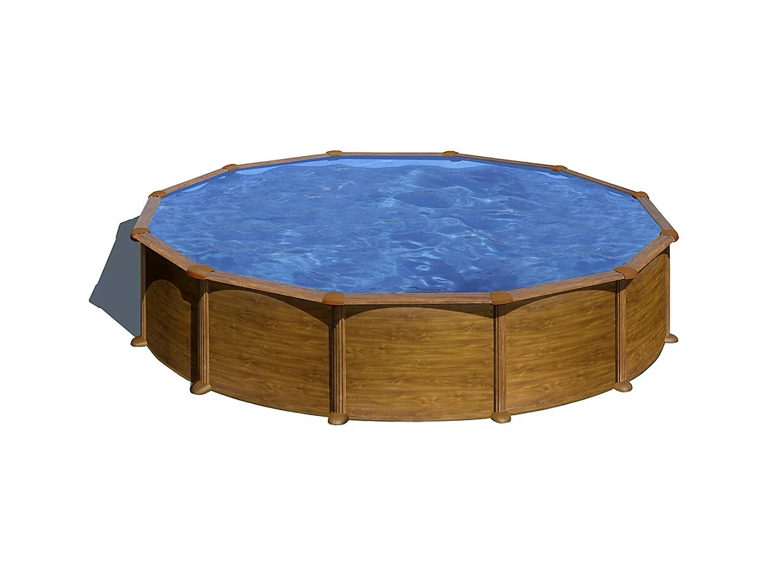 Piscine acier aspect bois Mauritius ronde 5,70 x 1,32 m - Gré