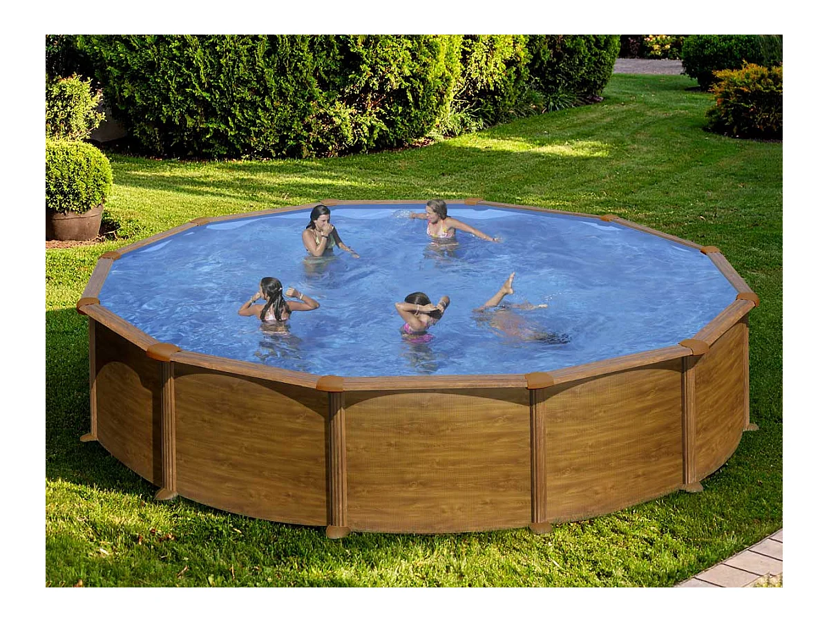 Piscine acier aspect bois Mauritius ronde 5,70 x 1,32 m - Gré