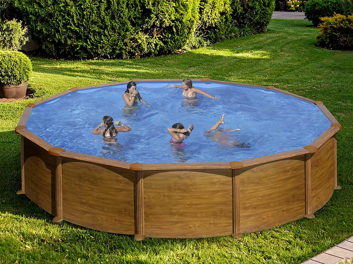 Piscine acier aspect bois Mauritius ronde 5,70 x 1,32 m - Gré