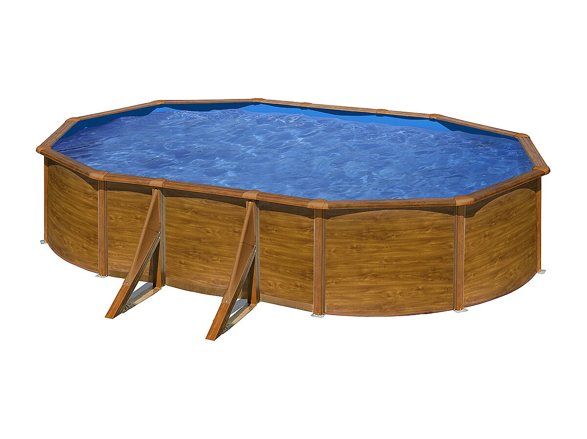 Piscine acier aspect bois Gré Pacific ovale 6,34 x 3,99 x 1,22 m - Gré
