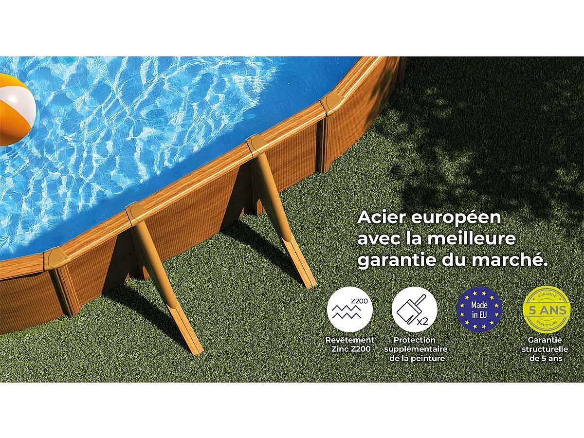Piscine acier aspect bois Gré Pacific ovale 6,34 x 3,99 x 1,22 m - Gré