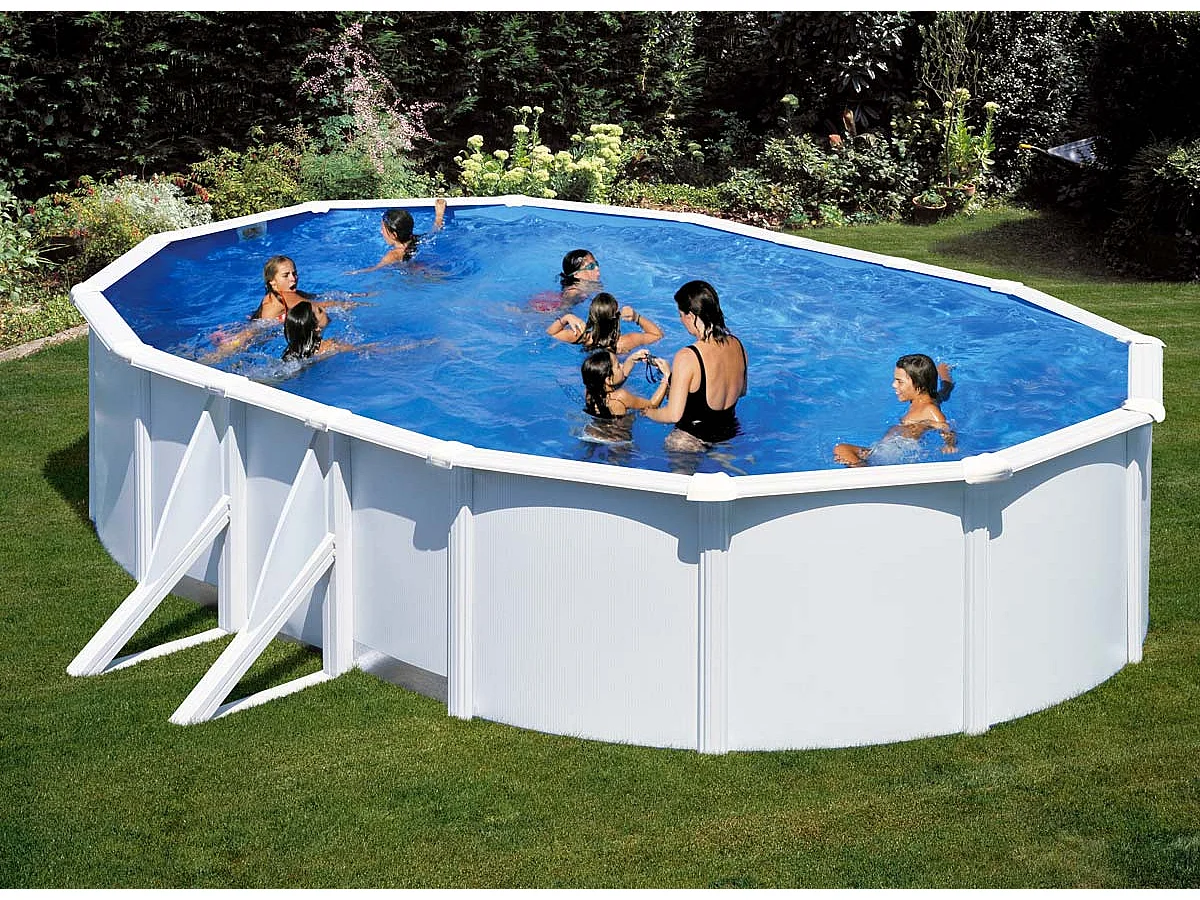 Piscine acier blanc Bora Bora ovale 6,34 x 3,99 x 1,22 m - Gré