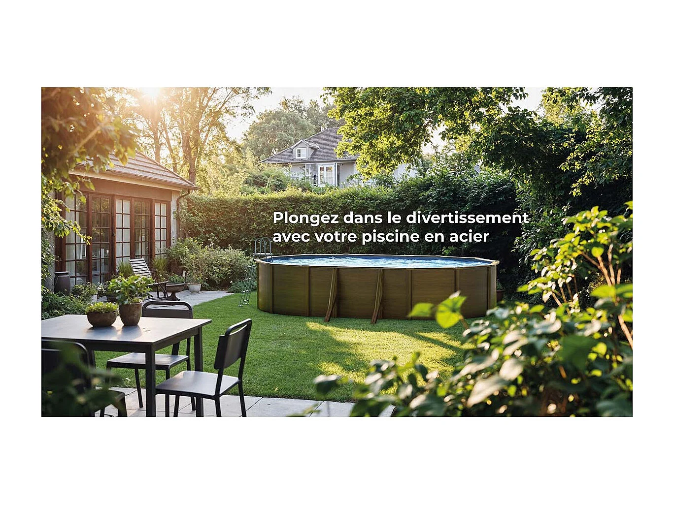 Piscine acier aspect bois Gré Pacific ovale 7,44 x 3,99 x 1,22 m - Gré