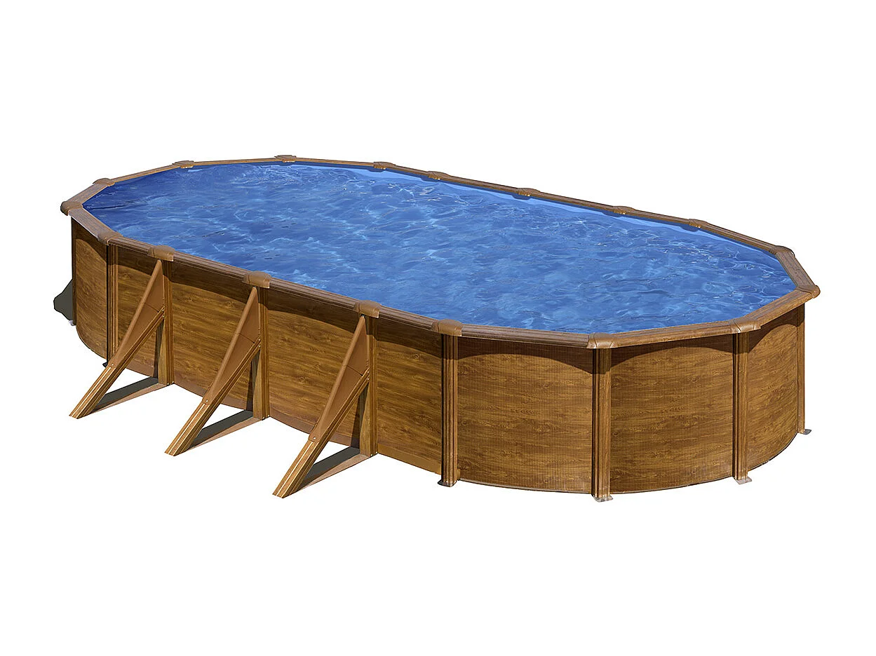 Piscine acier aspect bois Gré Pacific ovale 7,44 x 3,99 x 1,22 m - Gré