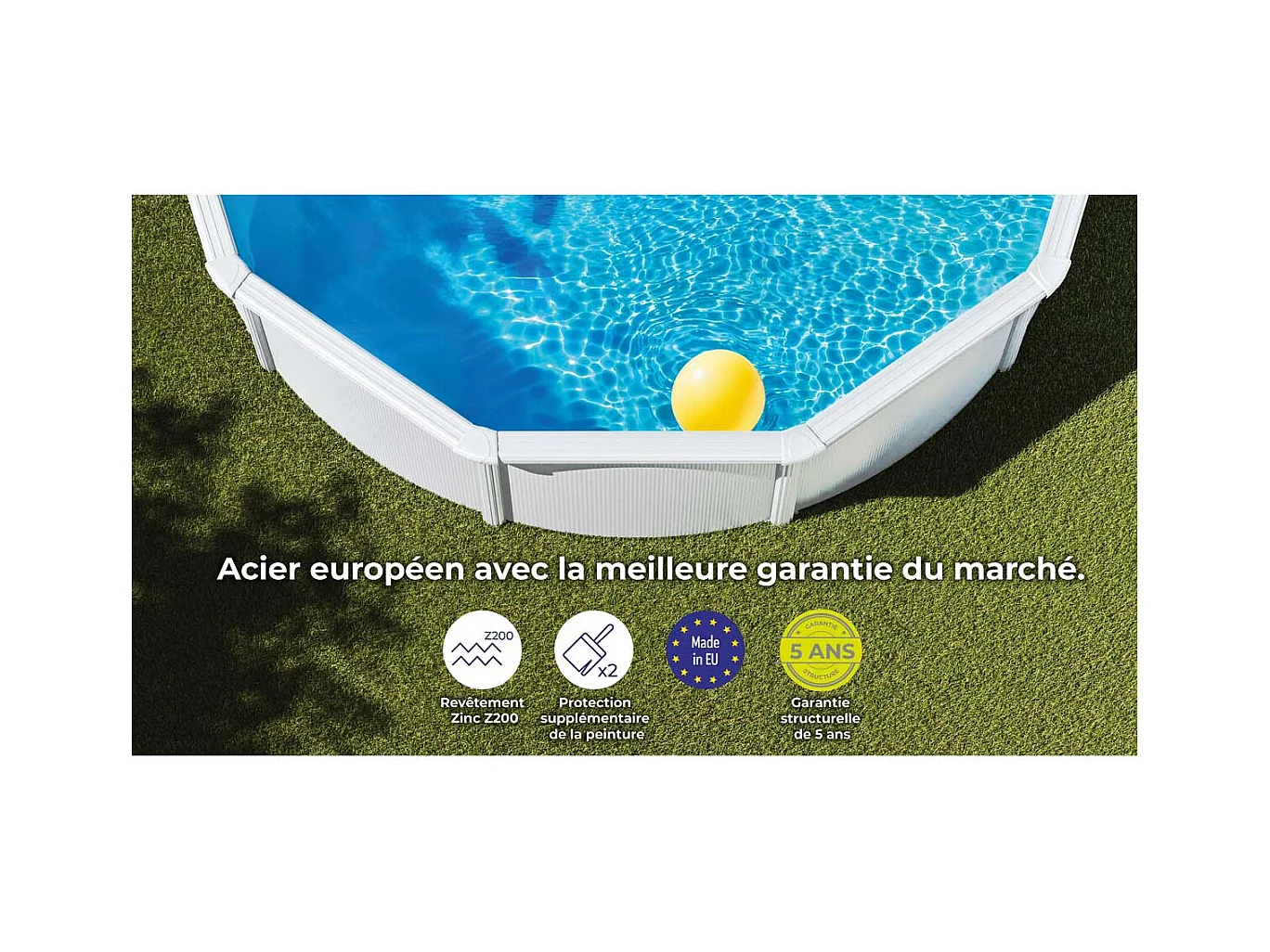 Piscine acier blanc Fidji ronde 3,20 x 1,22 m - Gré