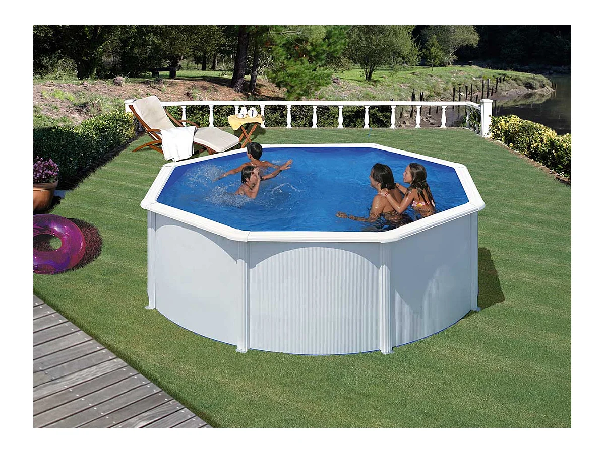 Piscina Fidji Gre redonda pared acero blanco Ø300x120 cm