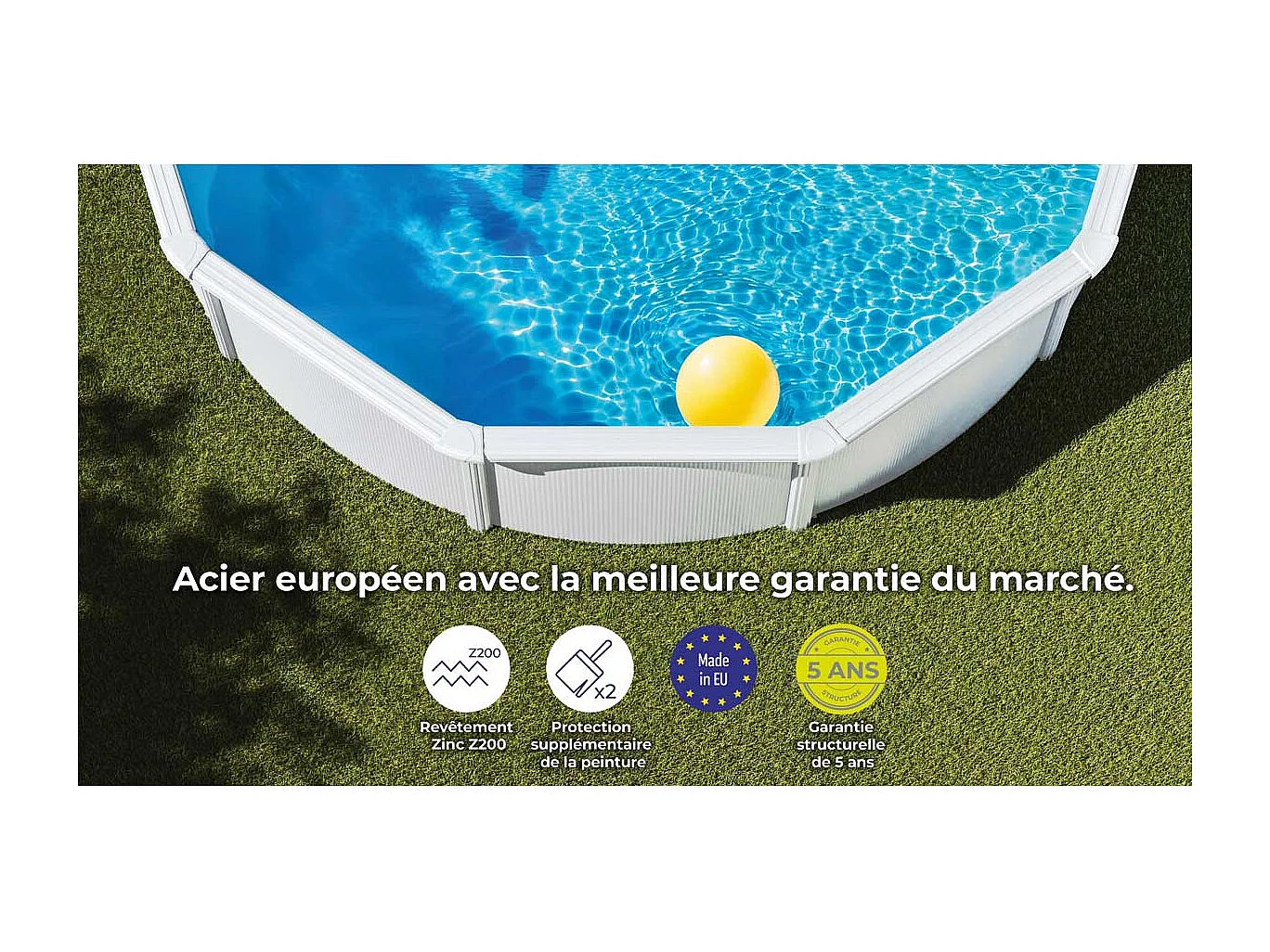 Piscine acier blanc Fidji ronde 3,20 x 1,22 m - Gré