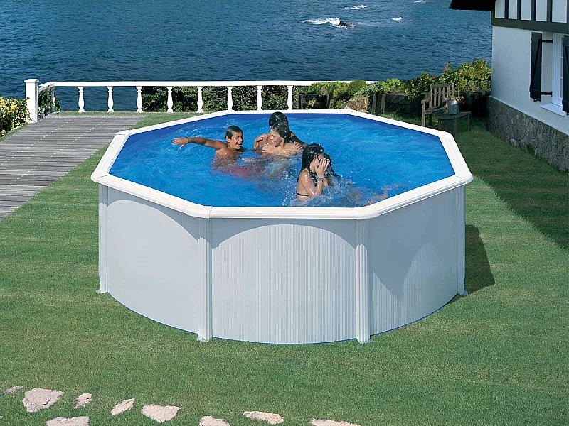 Piscina Fidji Gre redonda pared acero blanco Ø350x120 cm