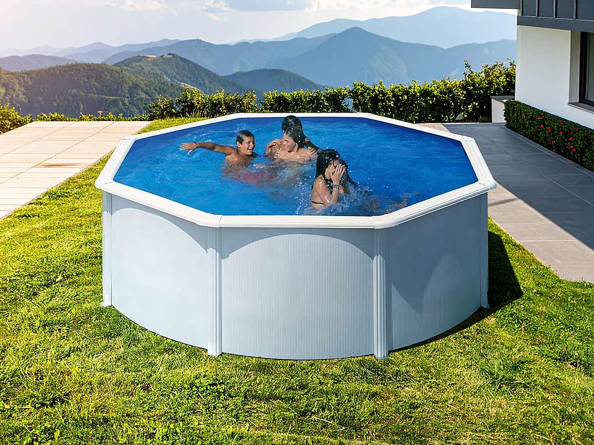 Piscine acier blanc Fidji ronde 3,70 x 1,22 m - Gré