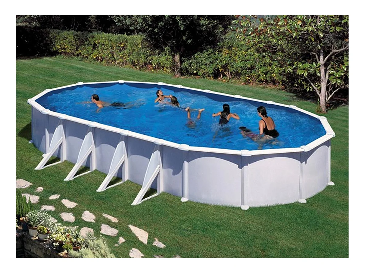 Piscine acier blanc Atlantis ovale 10,20 x 5,75 x 1,32 m - Gré