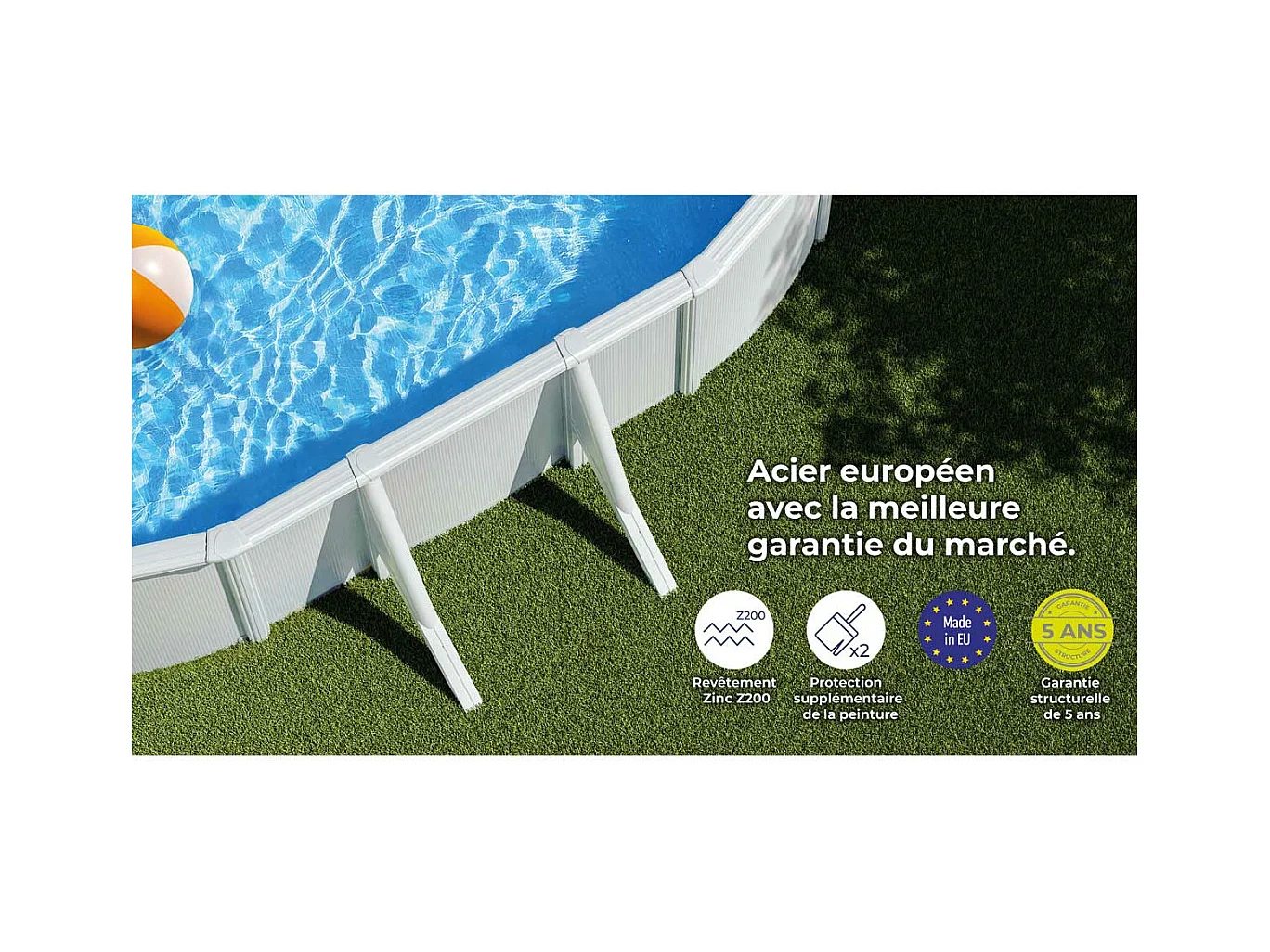 Piscine acier blanc Atlantis ovale 10,20 x 5,75 x 1,32 m - Gré